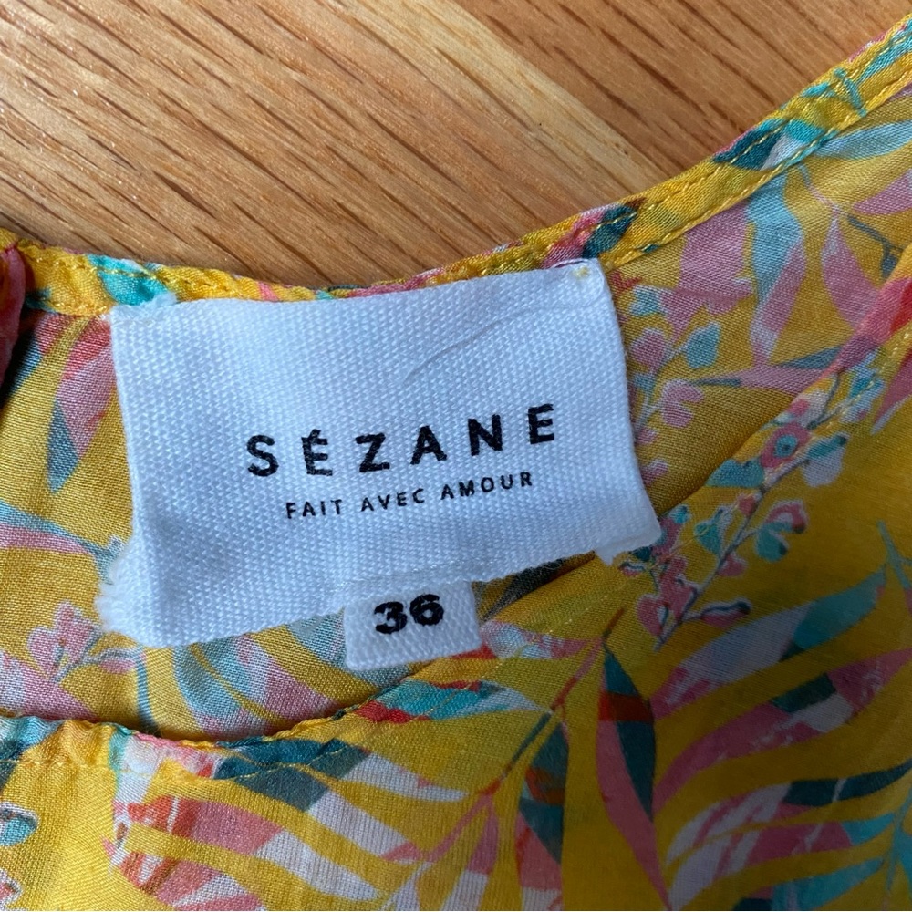 Sezane Yellow Floral Tie-Shoulder Camisole - Picture 9 of 13